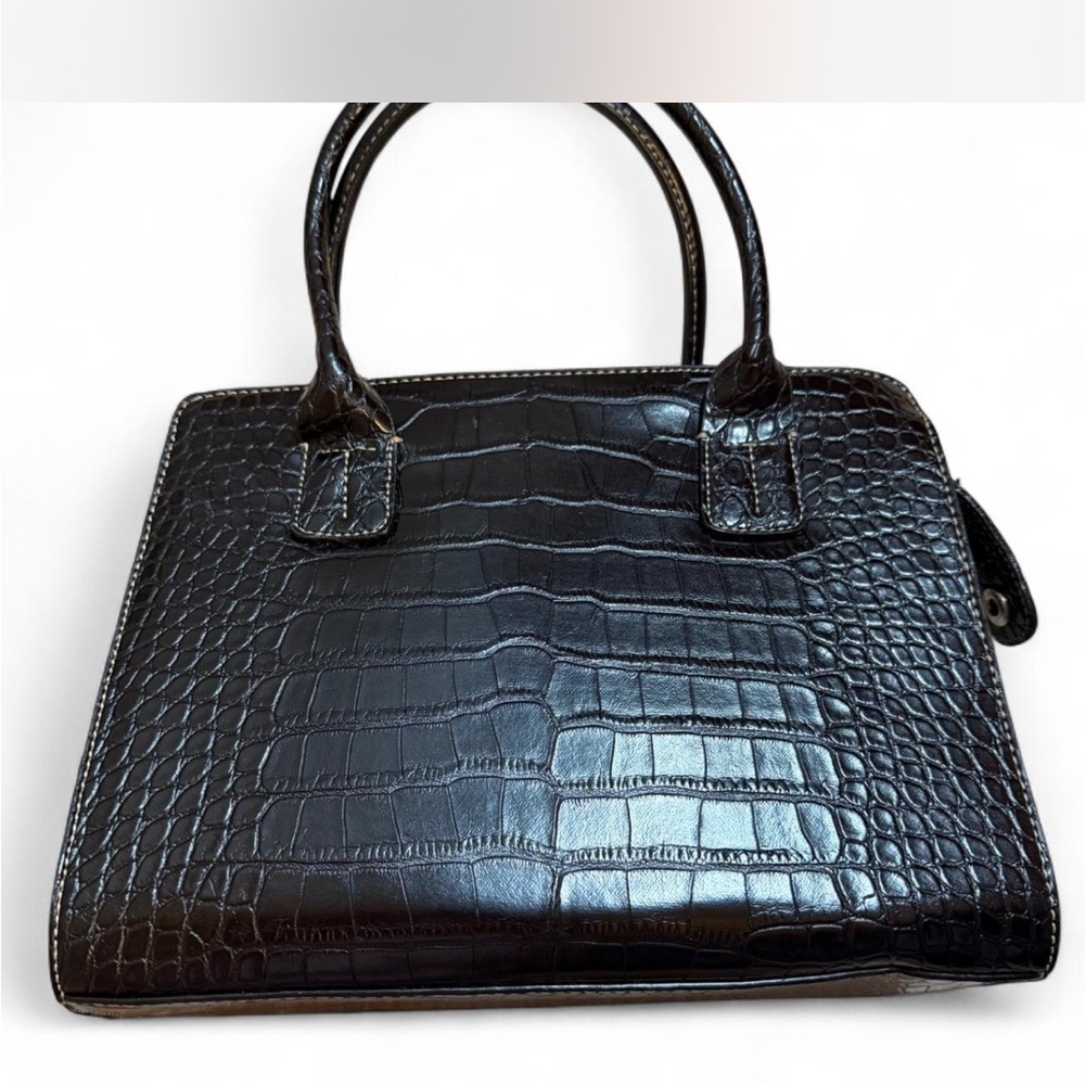 Tommy Hilfiger Black Crocodile-Embossed Shoulder Bag